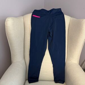 Cabana Life Navy Leggings with Pink Detail